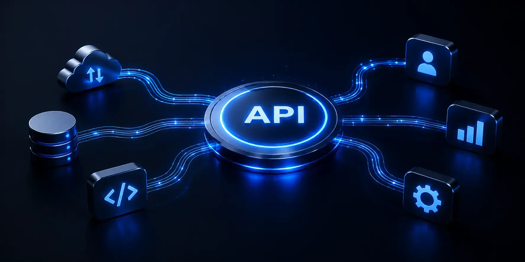 API ve sistem entegrasyonlarını temsil eden kapak görseli